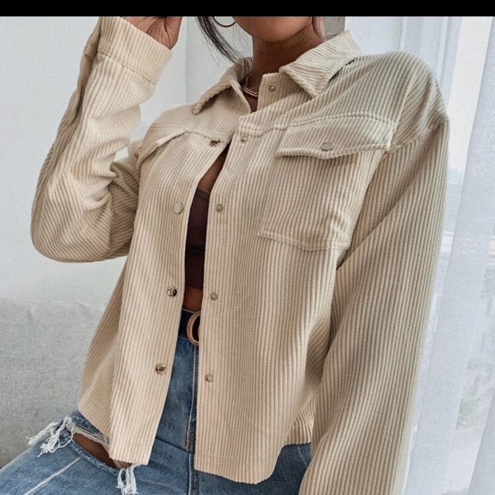 Flap Pocket Button Front Corduroy Jacket - image 3